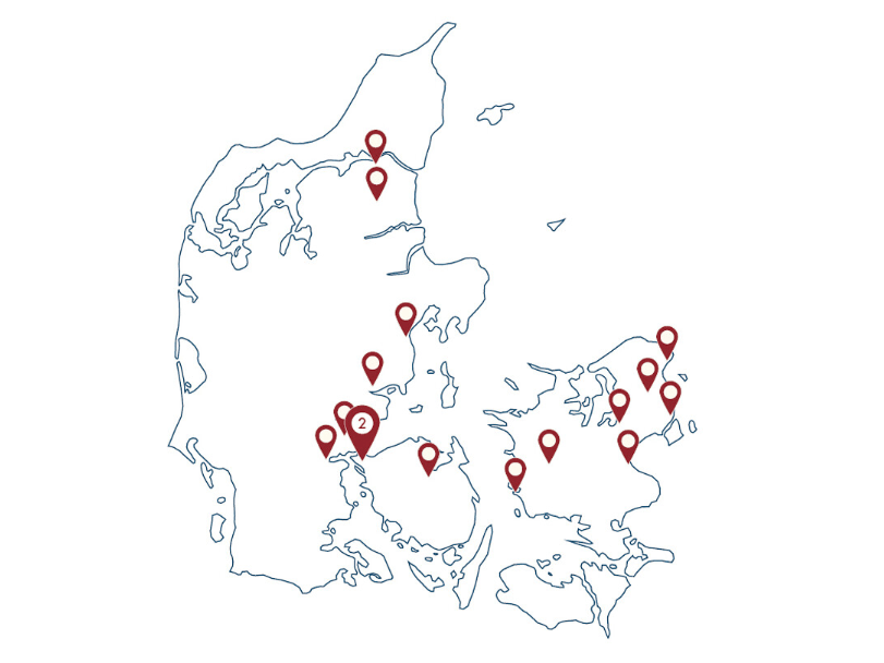 danmarkskort med lokationer